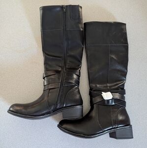 st John's bay women's ankle knee high boots color black riding boots sz 6 1/2